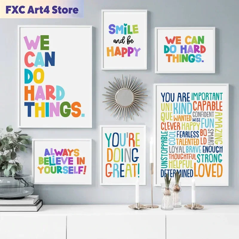 Kids Educational Poster - Frameless Positive Kid Classroom Wall Picture