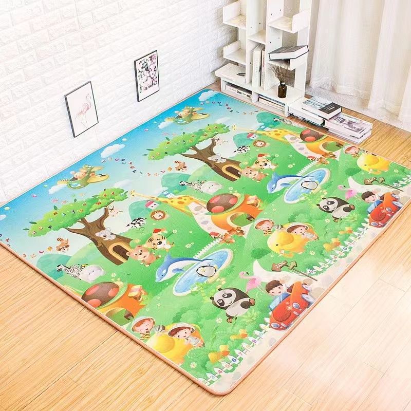 Kids Education Rug - Baby Play Mat Doubel Sided Animals