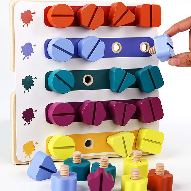 Montessori Shelf Toy - Children Wooden Screw Nut Disassembly Shape