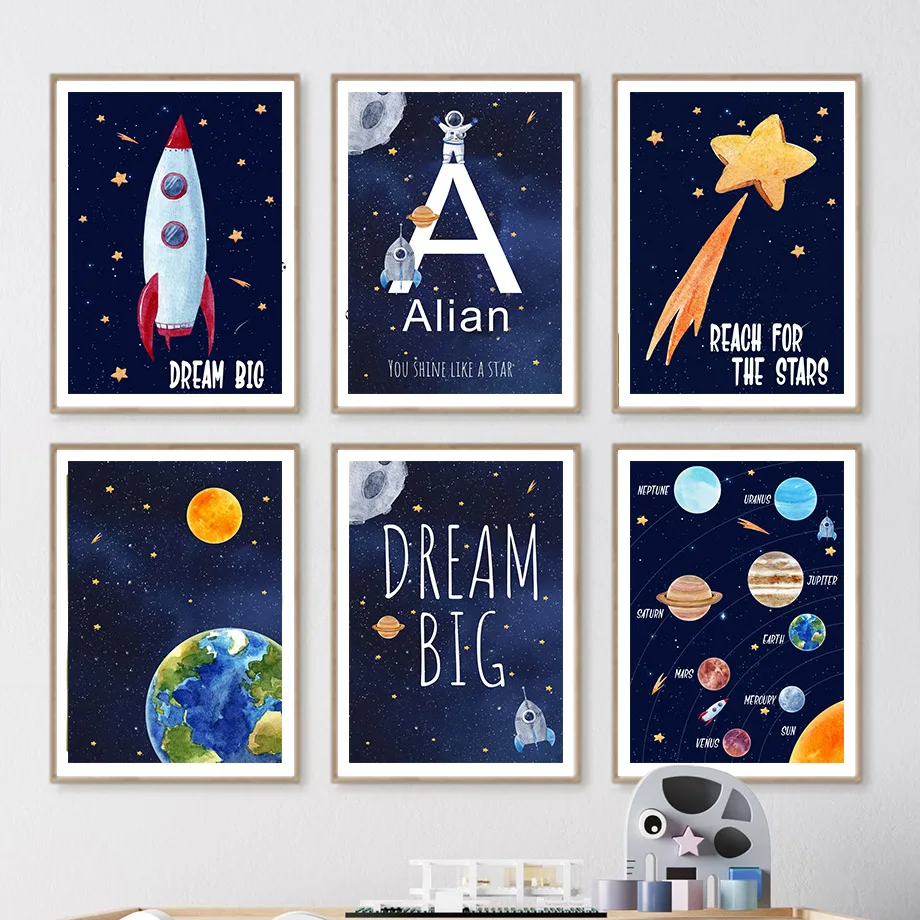 Kids Educational Poster - 1pc Canvas painting Custom Name Kids