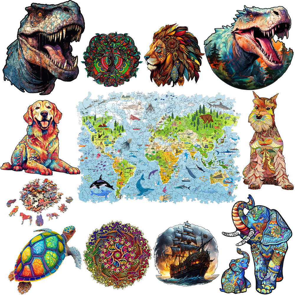 Puzzle Map World - DIY Wood Jigsaw for Kids Adult