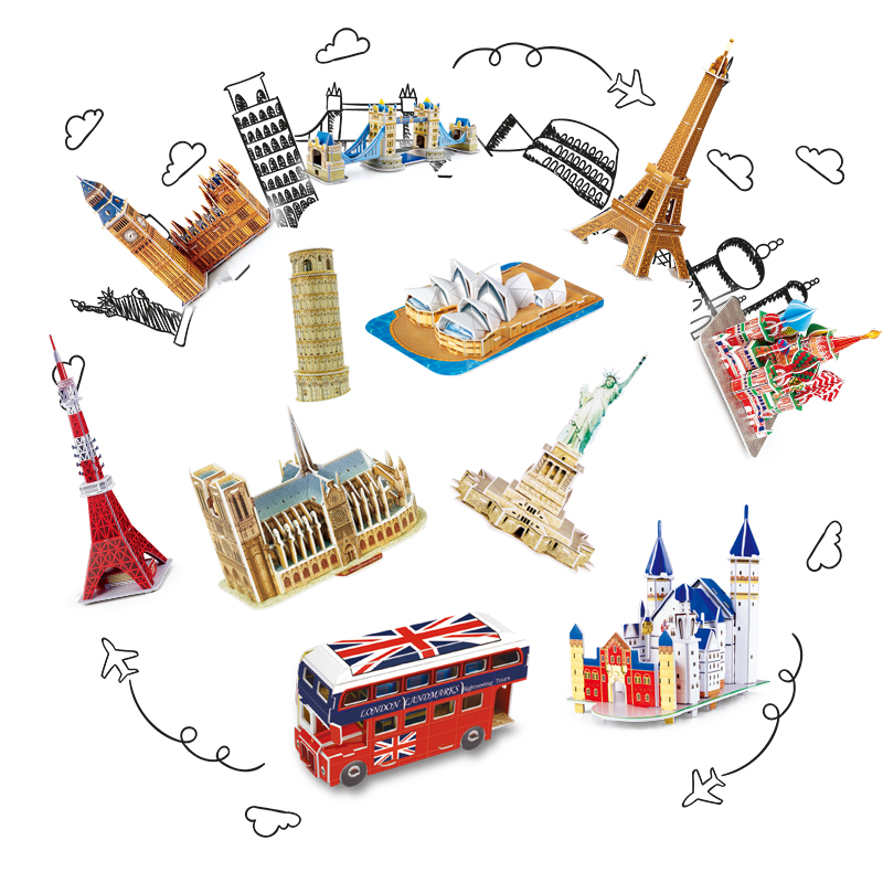 Puzzle Map World - 40 Style World Famous Architecture Building