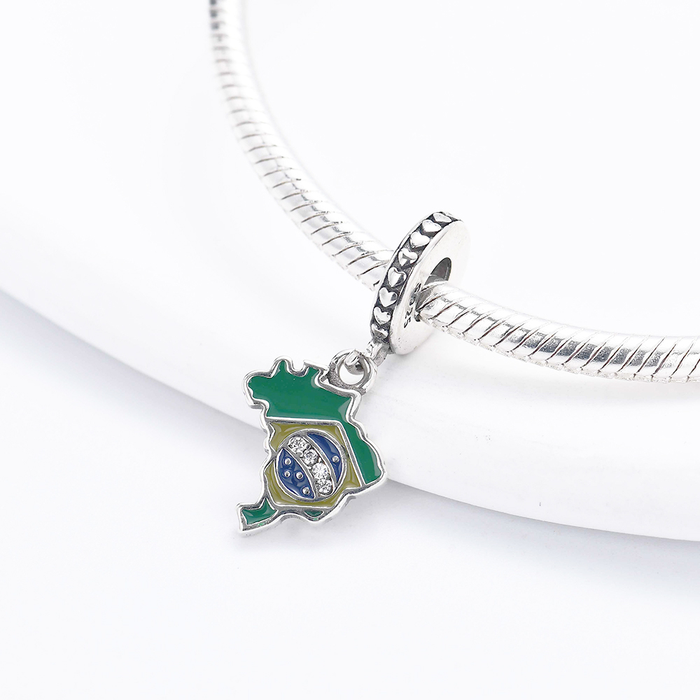 925 Sterling Silver Fashion Ch - Puzzle Map World ulasan dan harga