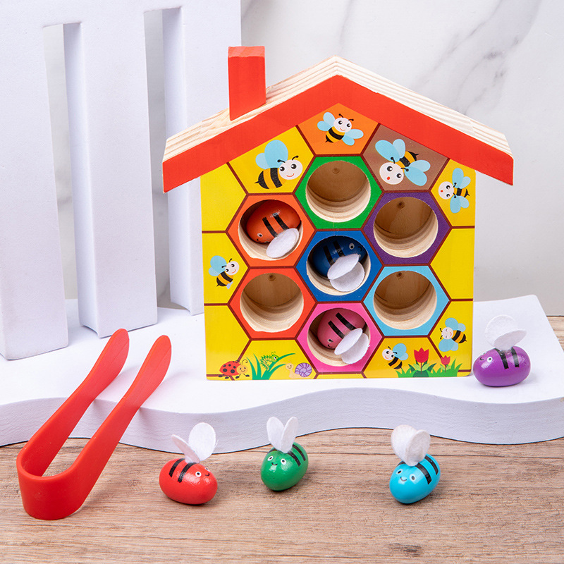 Wooden Bee House, Clamp Bee to - Montessori Shelf Toy ulasan dan harga