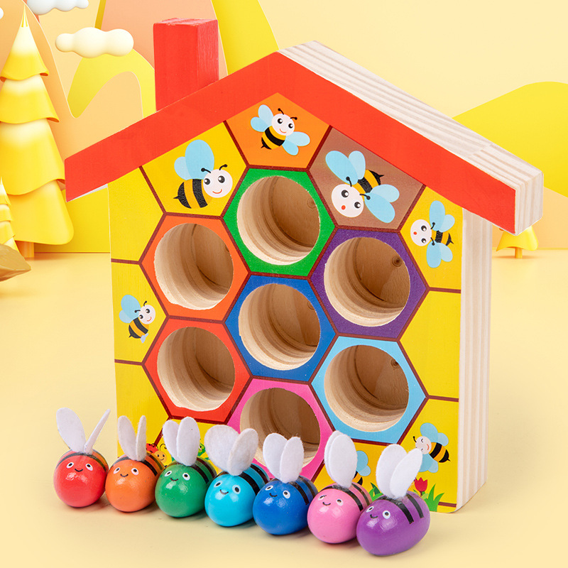 Wooden Bee House, Clamp Bee to - Montessori Shelf Toy ulasan dan harga