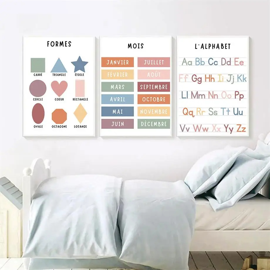 English French Number Alphabet - Kids Educational Poster ulasan dan harga