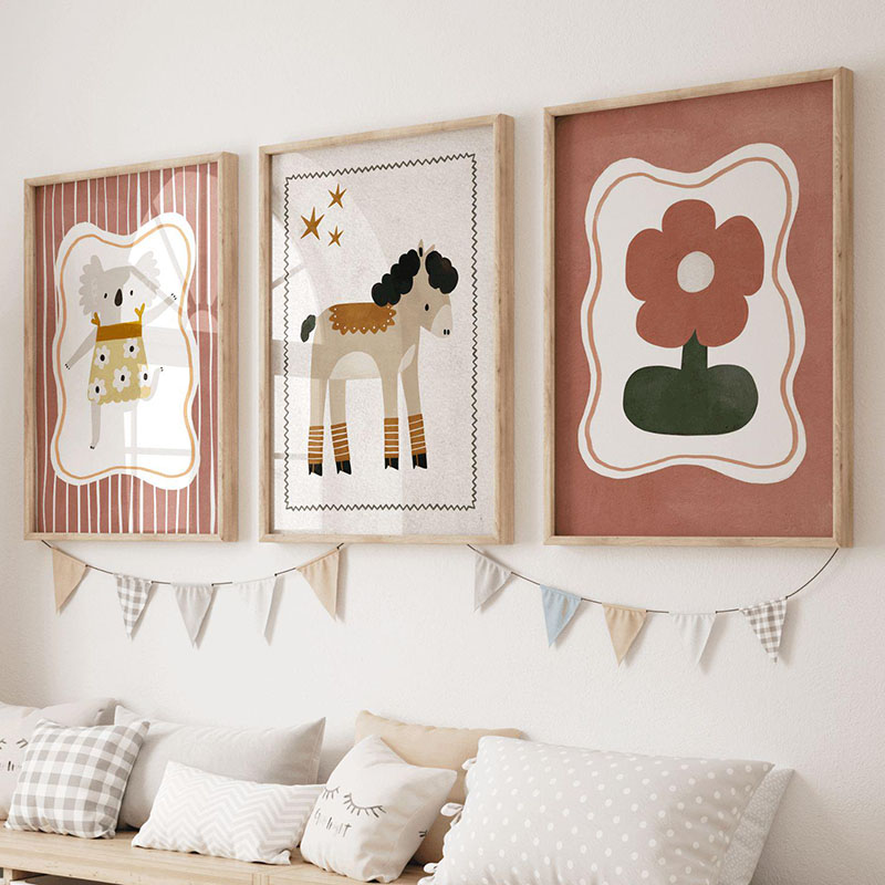 Mouse Goose Horse Koala Coffee - Kids Educational Poster ulasan dan harga