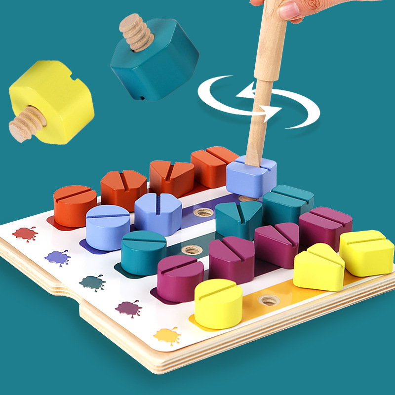 Children Wooden Screw Nut Disa - Montessori Shelf Toy ulasan dan harga