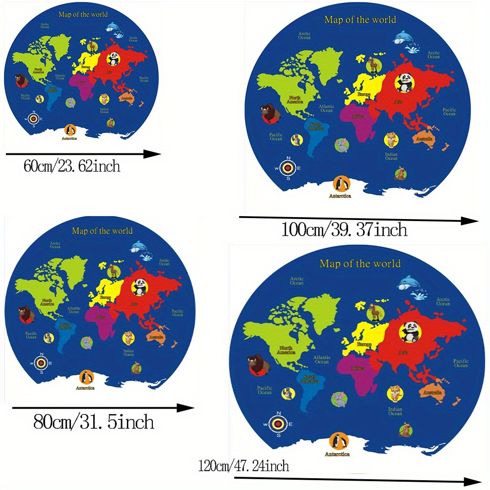 World Map Round Rug Flannel Ed - Kids Education Rug ulasan dan harga