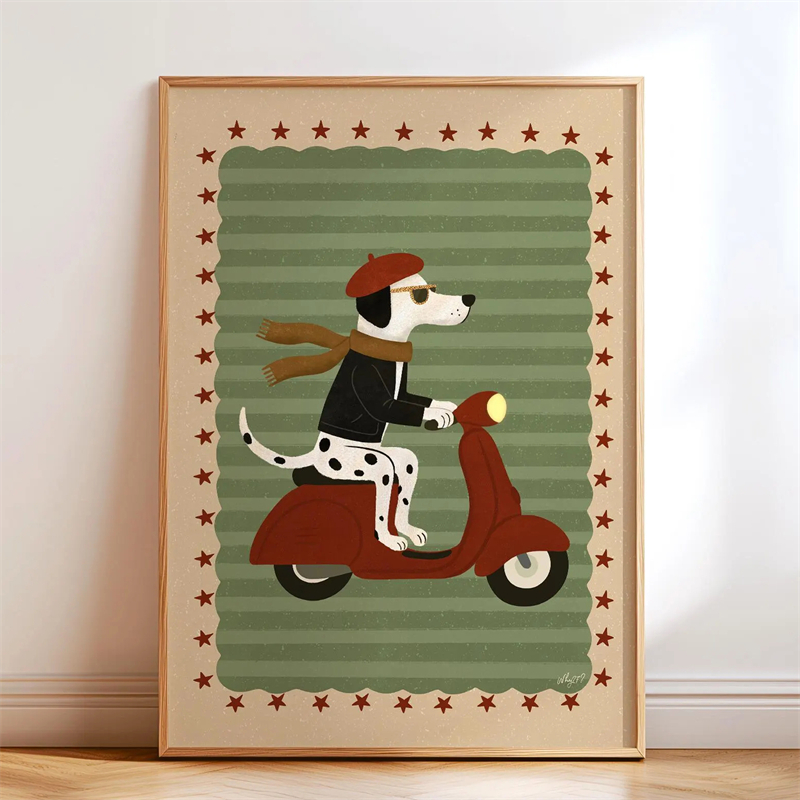 Whimsical Skateboard Dog Dachs - Kids Educational Poster ulasan dan harga