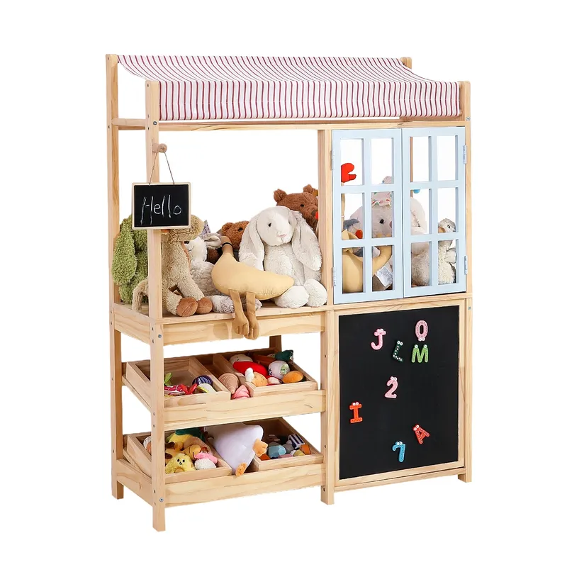 Solid Wood Kids Toy Storage Ra - Montessori Shelf Toy ulasan dan harga